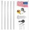 20ft Solemn Outdoor Decoration Sectional Halyard Pole US America Flag Flagpole Kit