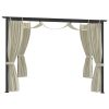 Gazebo with Curtains 9.8'x9.8' Cream Steel