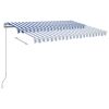 vidaXL Automatic Retractable Awning with Posts 9.8'x8.2' Blue&White