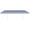 vidaXL Manual Retractable Awning with Posts 16.4'x9.8' Blue and White