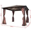 vidaXL Gazebo with Curtain Brown Aluminum 118.1"x118.1"