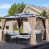 10x12 Hardtop Gazebo; UV 50+ Outdoor Canopy with Mosquito Netting and Curtains;  Outdoor Shelter