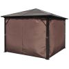 vidaXL Gazebo with Curtain Brown Aluminum 118.1"x118.1"