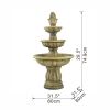 30"Tall 3-Tiered Polyresin Fountain with Light Gorgeous Traditional Design Water Feature for Garden or Lawn