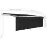 vidaXL Automatic Retractable Awning with Blind 13.1'x9.8' Anthracite