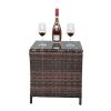 Glass Surface Brown Gradient Iron Frame Rattan Side Table