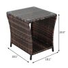 Glass Surface Brown Gradient Iron Frame Rattan Side Table