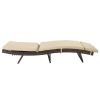 193*68*33cm S Shape Iron Frame Brown Gradient Beige Cushion Woven Rattan Bed