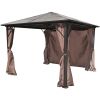 vidaXL Gazebo with Curtain Brown Aluminum 118.1"x118.1"