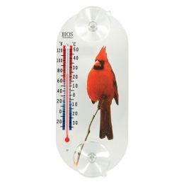 BIOS Weather TR394 8-In. Indoor/Outdoor Suction Cup Thermometer (Cardinal Red)