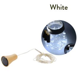 1pc 10/20 LED Solar Wine Bottle Cork Shaped String Lights; Garland Wire Fairy String Light; 3.3/6.6ft; Outdoor Party Decoration (Color: White Light)