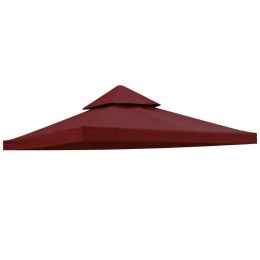 10'x10' Gazebo Canopy Top Replacement 2 Tier Patio Pavilion Cover UV30 Sunshade (Color: Burgundy)