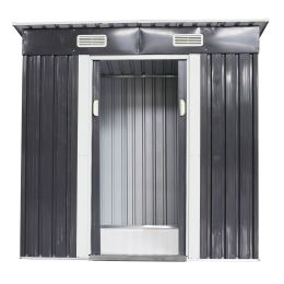 4 x 6 Ft Outdoor Metal Shed, Tool Storage House with Sliding Door and Vents, Backyard Garden Patio, Weatherproof (Color: Deep Gray)