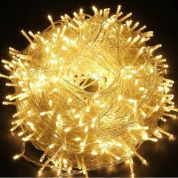 10M 100LED Fairy String Lights Waterproof Connectable Up to 100M Xmas Party Lamp (Color: Warm White)