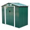 4.2' x 7' Outdoor Storage Shed, Backyard Tool House with Sliding Doors, Base, Vents, Metal Lawn Equipment