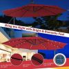 10 Feet Patio Solar Powered Cantilever Umbrella with Tilting System