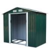 4.2' x 7' Outdoor Storage Shed, Backyard Tool House with Sliding Doors, Base, Vents, Metal Lawn Equipment